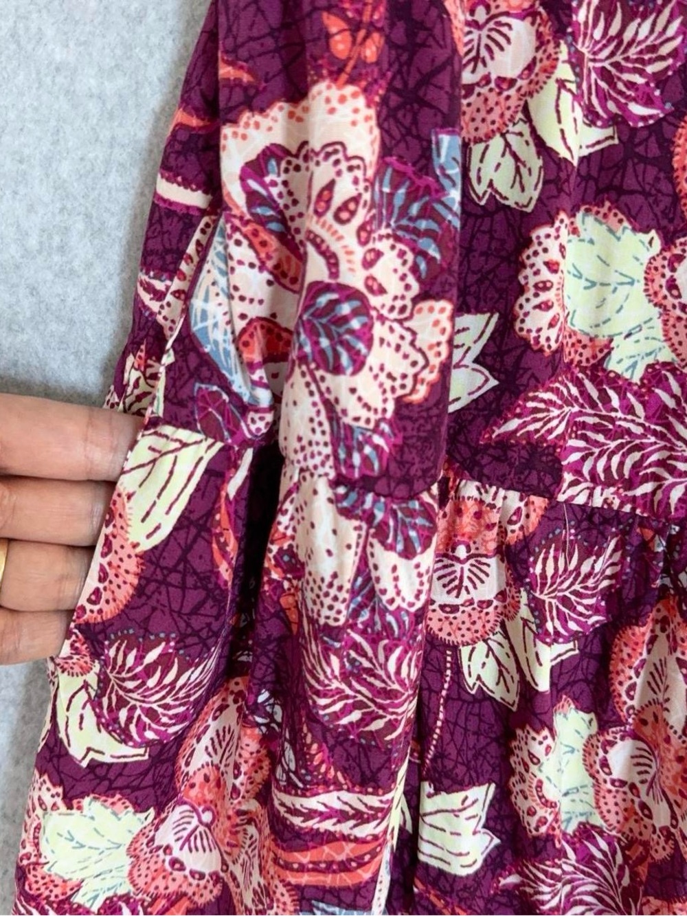 Old Navy Dress Womens Small Purple Burgundy Floral Tiered Sleeveless Boho Spring - Picture 6 of 13